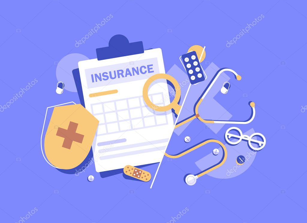 Health insurance concept banner,Medicine and healthcare flat design concept