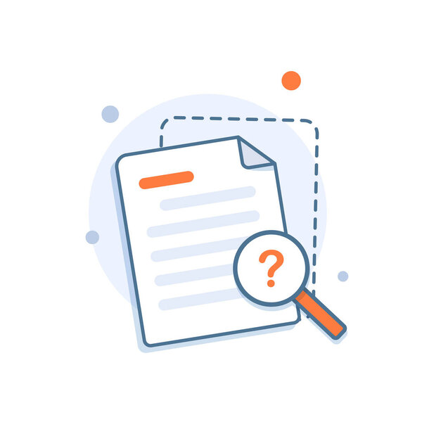 Documents icon and magnifying glass. Confirmed or approved document,flat design icon vector illustration