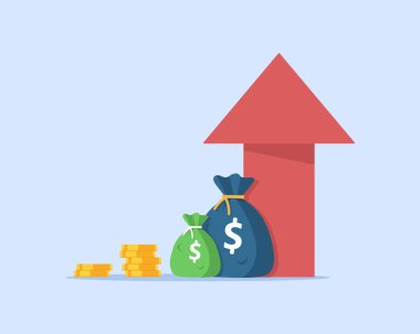 Gelir artışı, bileşik faiz, katma değer, düz tasarım vektör çizimi 