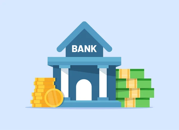 Banca Edificio Finanziamento Bancario Cambio Valuta Servizi Finanziari Atm Concetto — Vettoriale Stock