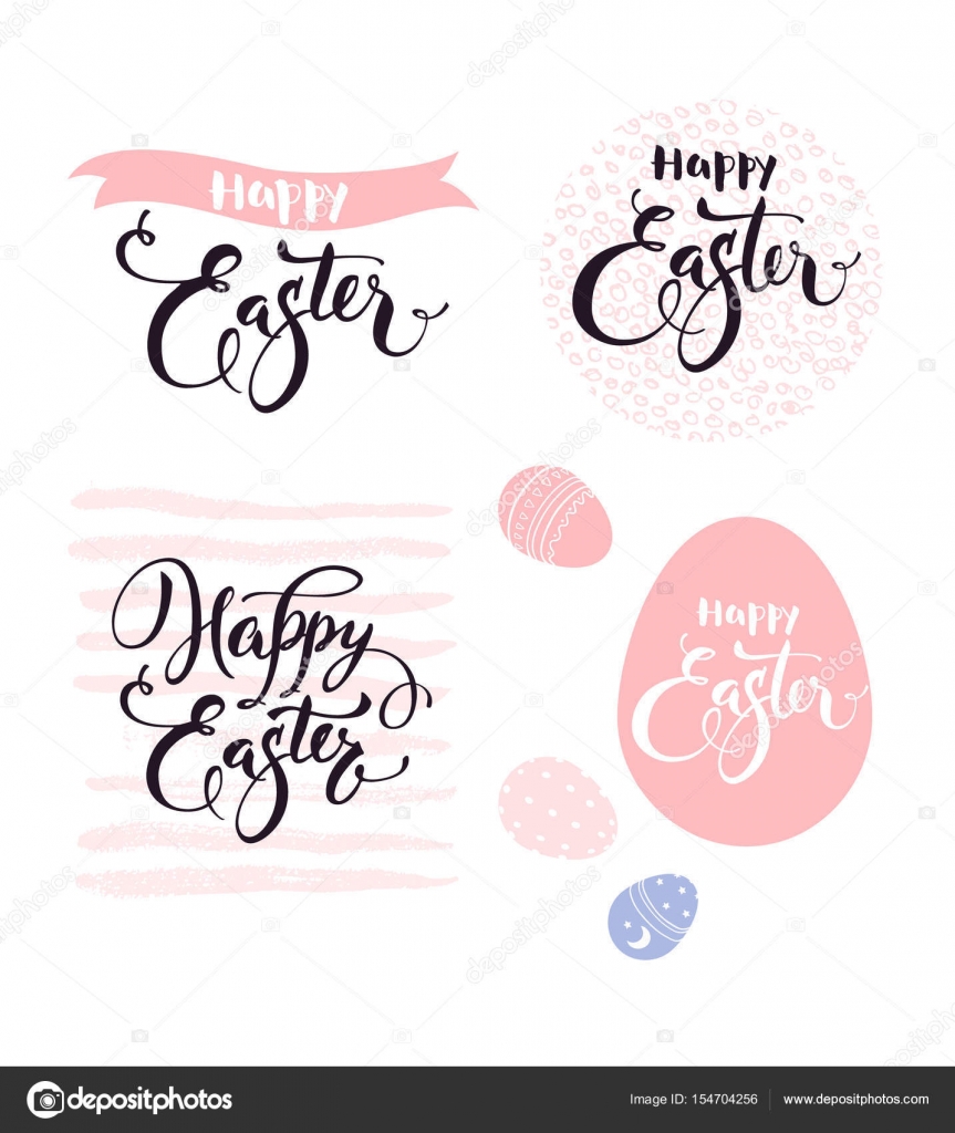 Insieme di mano lettering calligrafici e mano disegnato elementi decorativi in colore rosa Illustrazione di vettore per la cartolina d auguri