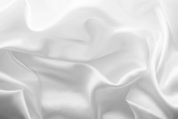 柔らかい白い布テクスチャ背景、しわくちゃのサテンの背景 — ストック写真