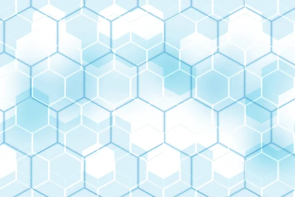 Azul branco hexagonal abstrato fundo tecnologia mosaico design — Fotografia de Stock