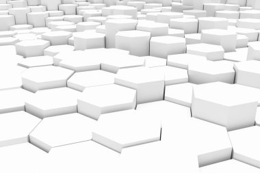 Beyaz geometrik altıgen arka plan tasarımı için. 3D render
