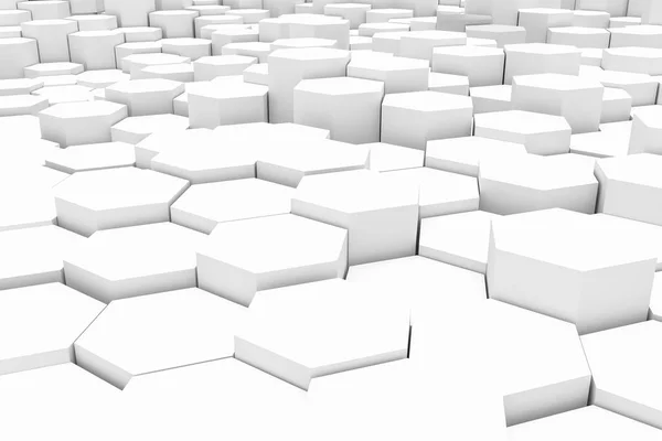 Bílé geometrické šestihranný abstraktní pozadí pro návrh. 3D vykreslování — Stock fotografie