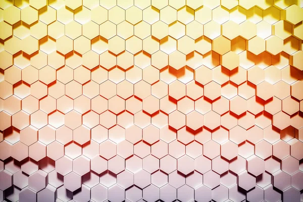 Fundo abstrato hexagonal geométrico dourado para design. Renderização 3D — Fotografia de Stock
