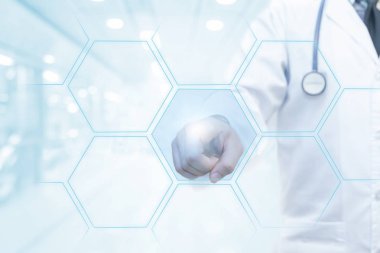 Görsel ekran arayüzü Profesyonel Tıp kavram olarak çalışan doktor el