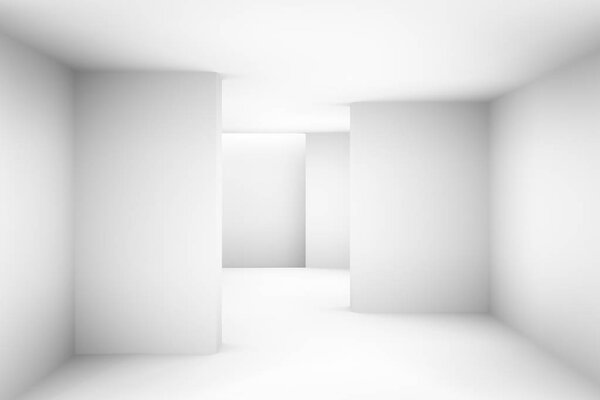 Abstract white simple empty room highlights future. Architectural background use us backdrop. 3D illustration and rendering