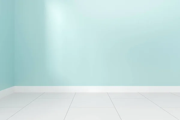 Interior de parede azul verde em branco com sombra ligt de janelas para design — Fotografia de Stock