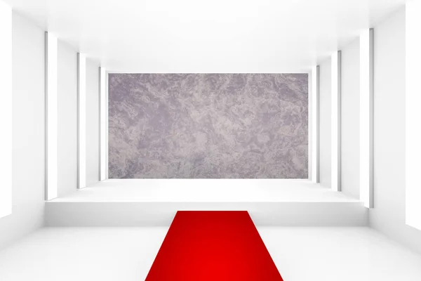 Blank white empty podium with red carpet for backdrop design template pr blank layout background — Stock Photo, Image