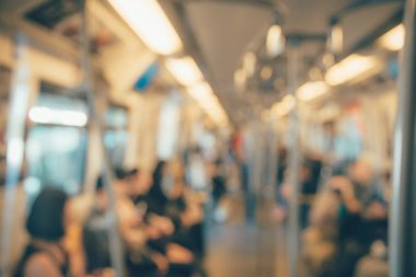 Otobüs ulaşım, iş kavramı soyut bulanık insanlar