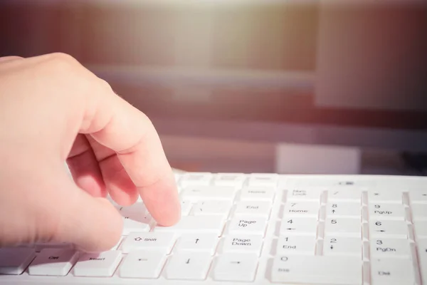 Close up on fingers texting on a computer keyboard — Stock Photo, Image