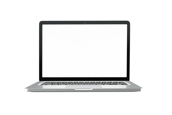 Modernes Computer-Laptop-Isolat mit Clipping-Maske auf weißem Hintergrund für Mockup-Design, 3D-Rendering — Stockfoto