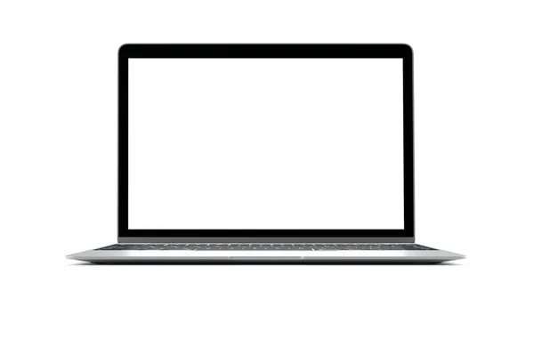現代のコンピューターは、モックアップ デザイン、3 d レンダリングのための白い背景の上のクリッピング マスクで分離します。 — ストック写真