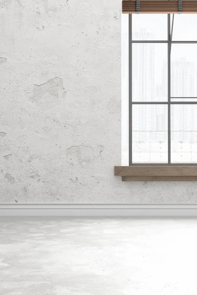 Порожній білий інтер'єр стіни кімнати з тіні з вікон для дизайну, 3D ілюстрації та візуалізації кімнати — стокове фото