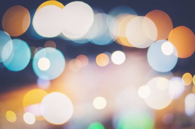 Renkli şehir ışıkları arka plan bokeh, festival için arka fon ışıkları bulanıklaştırılmış