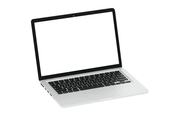 Moderner Computer Laptop Offener Weißer Bildschirm Isoliert Mit Clipping Maske — Stockfoto