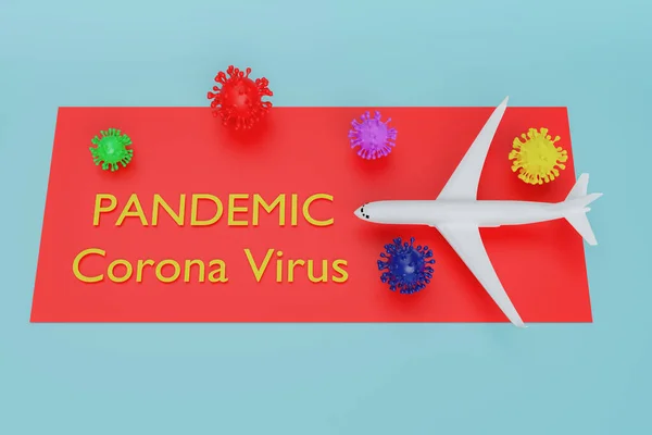 Pandemia Globale Con Coronavirus Covid Con Aereo Stop Pandemia Stop — Foto Stock