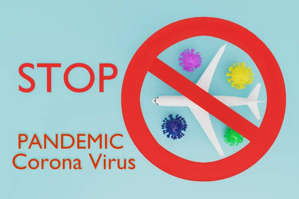 Stop Pandemia Globale Con Coronavirus Covid Con Aeroplano Stop Pandemia — Foto Stock