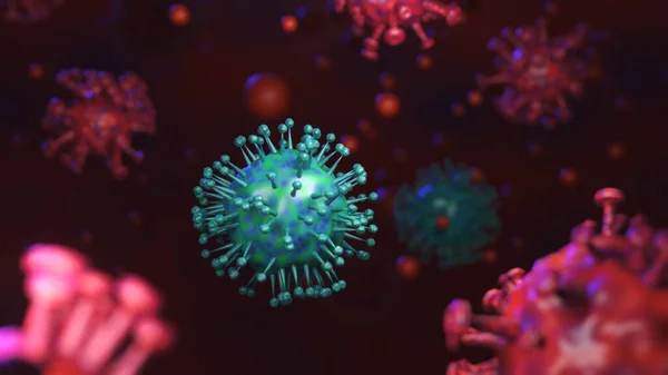 Células Vírus Bactérias Microscópio Perto Para Fundo Covid Antecedentes Coronavírus — Fotografia de Stock