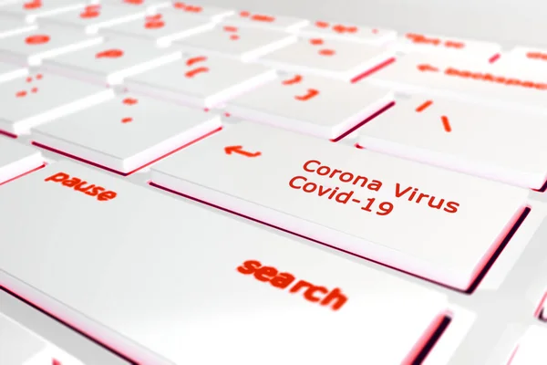 Red Corona Virus Search Screen Text White Computer Keyboard Concept — Stock fotografie