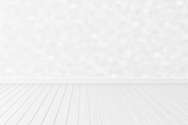 Boş beyaz iç mekan arka planı, boş beyaz duvarlar köşe ve beyaz ahşap zemin çağdaş, 3D illüstrasyon