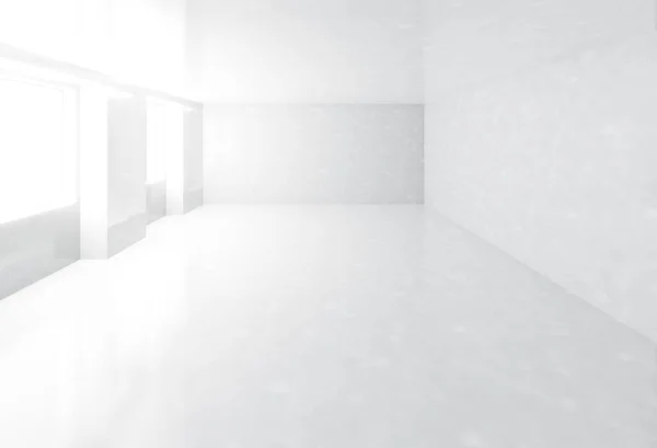 空旷的白色室内背景 空白的白色墙角楼层为当代复制空间展示产品的现有内容广告横幅产品设计模型 3D插图 — 图库照片