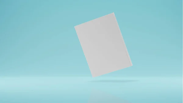 表紙デザインのためのクリッピングパスを持つ白い背景に浮かんでいるサドルモックアップ付きオープンマガジン本 3Dイラスト — ストック写真