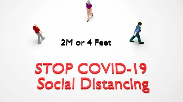 Social Distancing Prevention Infection Coronavirus Concept Top View Meter Person — Stock Photo, Image