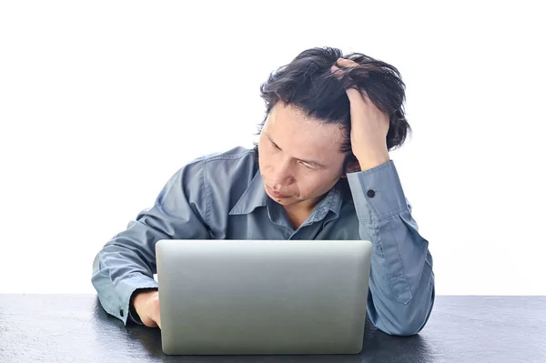 Asiatico Uomo Affari Stress Tensione Ufficio Con Sindrome Burnout Sul — Foto Stock