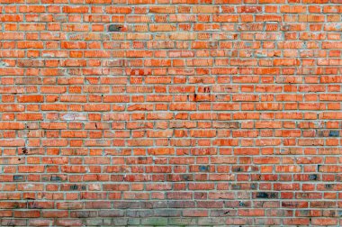 Eski kırmızı tuğla duvar. Boş alanı olan arkaplan tuğlası