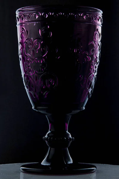 Purple Goblet Patterns Made Purple Glass — Stock Photo, Image