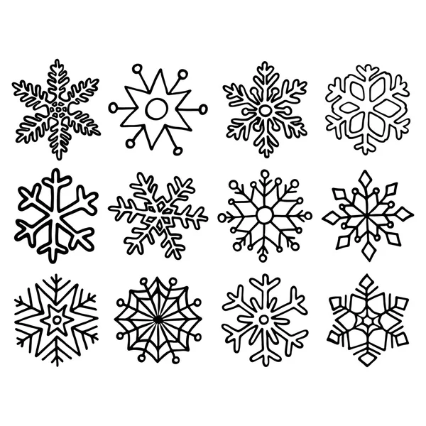 Set de copos de nieve. Ilustración vectorial — Archivo Imágenes Vectoriales