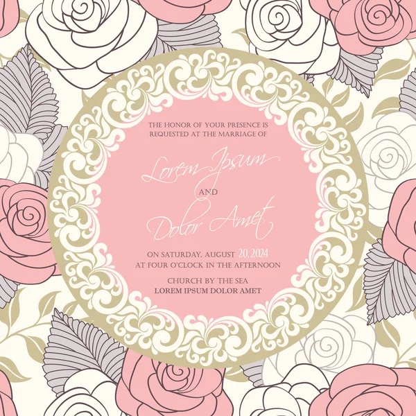 Tarjeta de invitación o anuncio de boda — Vector de stock