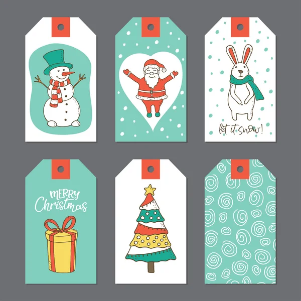 Navidad lindo regalo etiquetas conjunto — Vector de stock