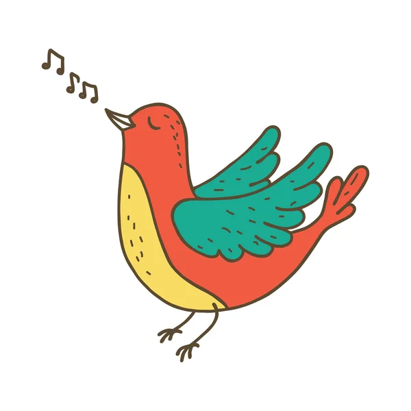 Cute little bird singing. — Stock vektor