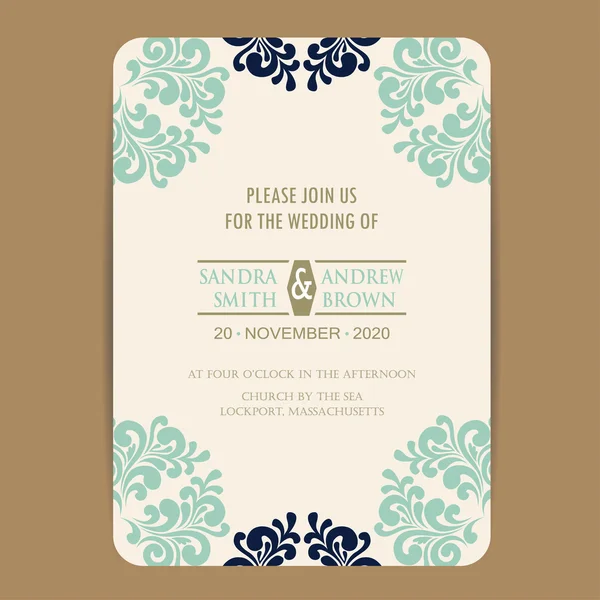 Invitation de mariage et enregistrer les cartes de date — Image vectorielle