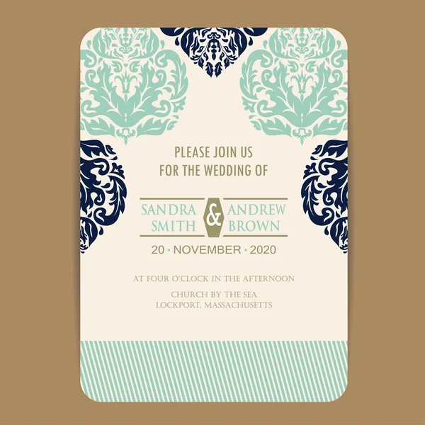 Invitación de boda y guardar las tarjetas de fecha — Vector de stock