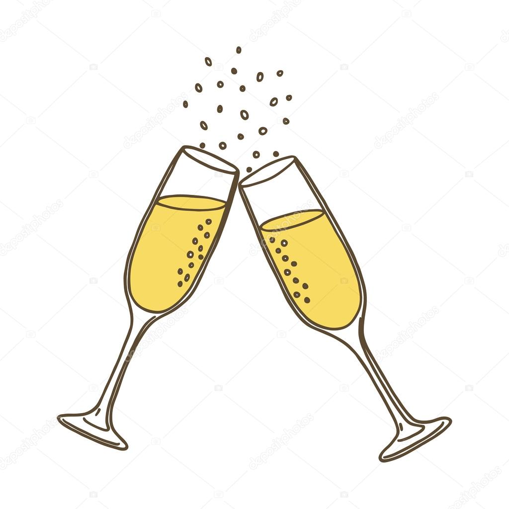 Champagne glasses. Vector illustration