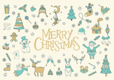 Merry Christmas tebrik kartı, poster ve başlık sayfası