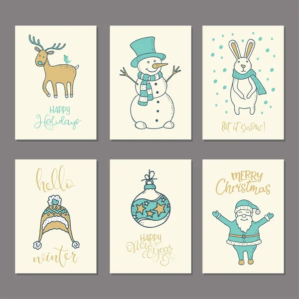 クリスマスと新年のカード コレクション — ストックベクタ