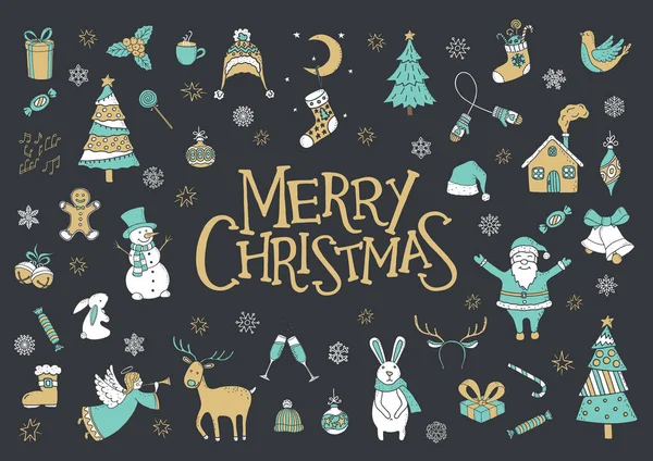 Veselé vánoční pozdrav card, plakátu a nápisu — Stockový vektor