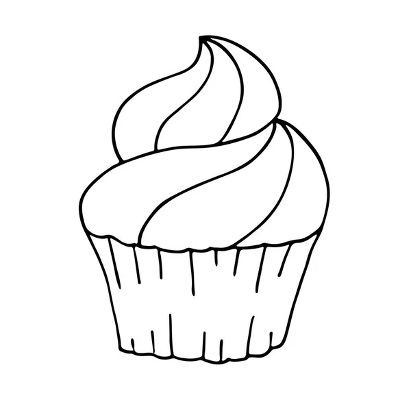 Cupcake in doodle stijl — Stockvector