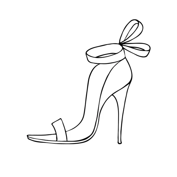 Female shoe. Outlined — Stock Vector