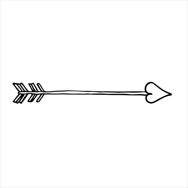 Doodle de flecha de cupido. Vetor — Vetor de Stock
