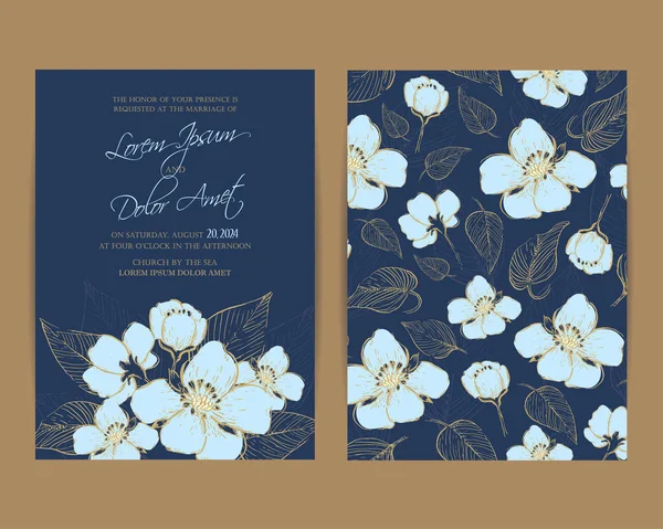 Einladung zur Hochzeit. Blumen Hintergrund — Διανυσματικό Αρχείο