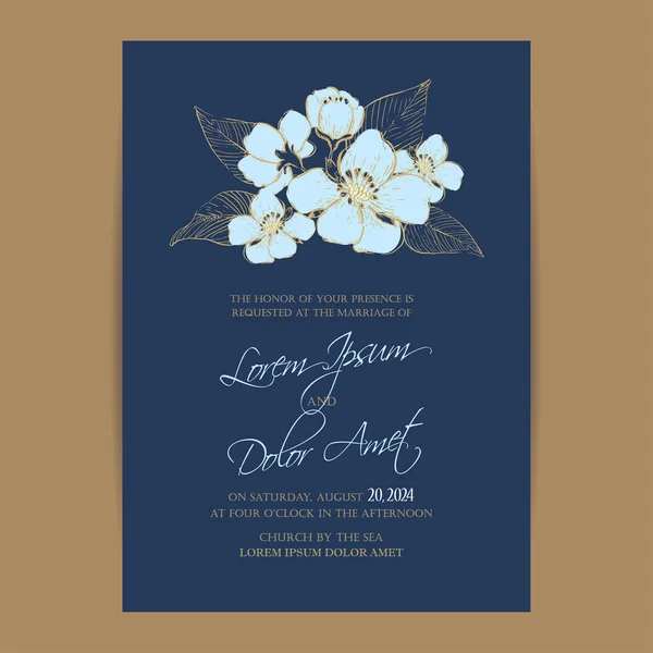 Tarjeta de invitación o anuncio de boda — Vector de stock