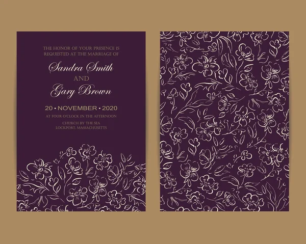 Tarjeta de invitación o anuncio de boda — Vector de stock