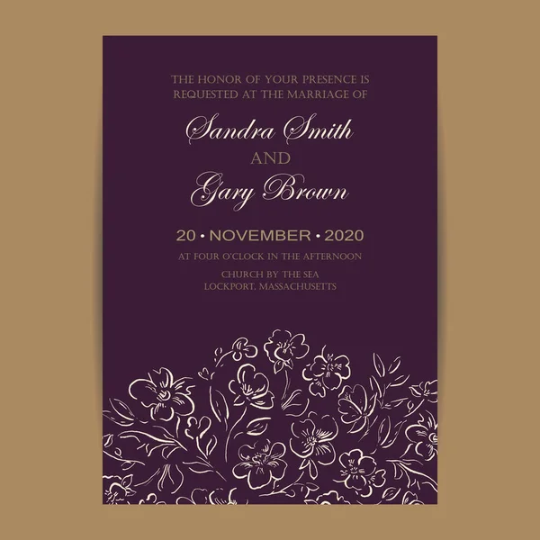 Düğün davetiyesi veya duyuru kart — Stok Vektör