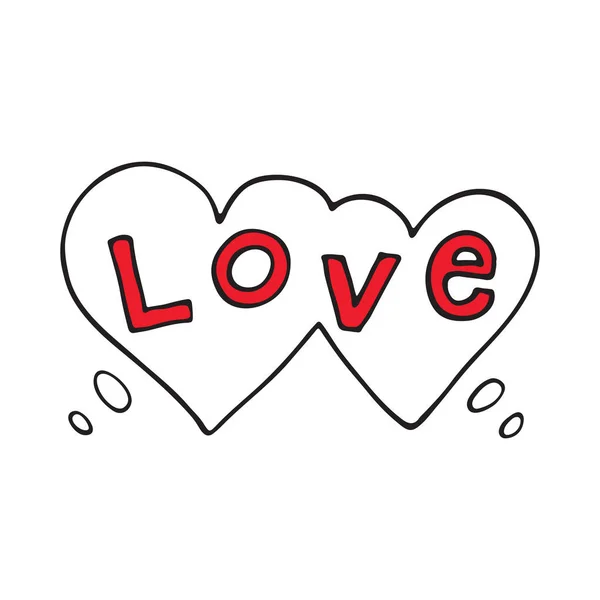 Double bulle de parole de coeur avec mot d'amour — Image vectorielle